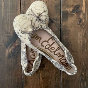 Sam Edelman Cream Snake Print Flats